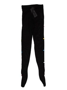 Versace Black Sheer Tights with Multicolor Button Accents